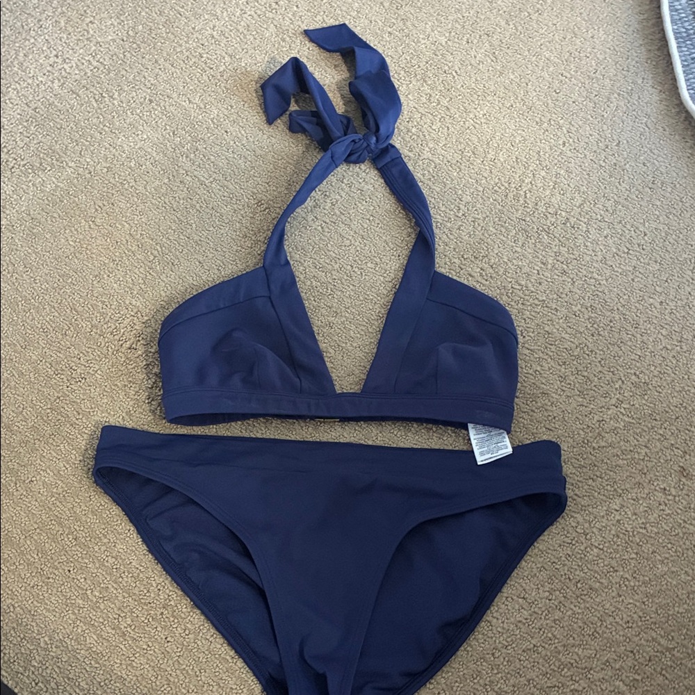 Boden classic navy bikini halter and basic bottom - small